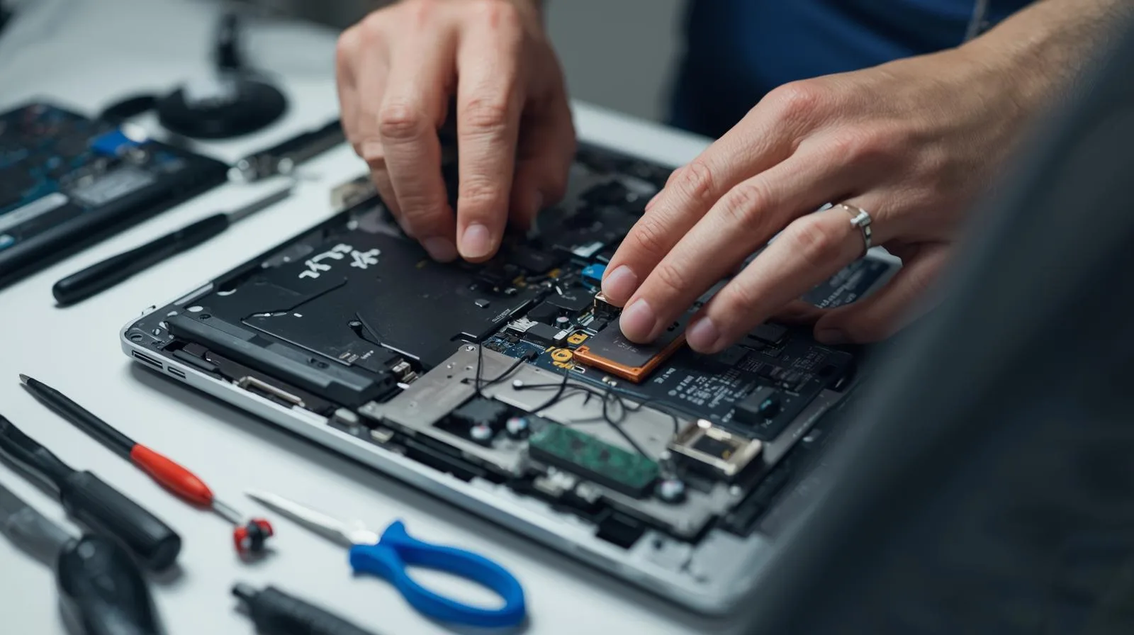 PC repair technician working on a desktop computer in Consett